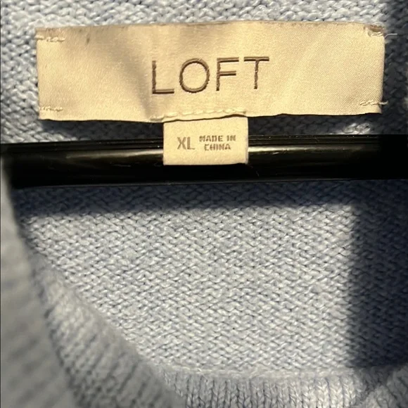 LOFT Blue Cowl Neck Sweater Relaxed Fit - Picture 3 of 4